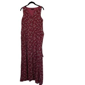 Madewell Maxi Dress Tie Waist Slit‎ Flowy Floral Daisy Sleeveless Pink Mauve XXS